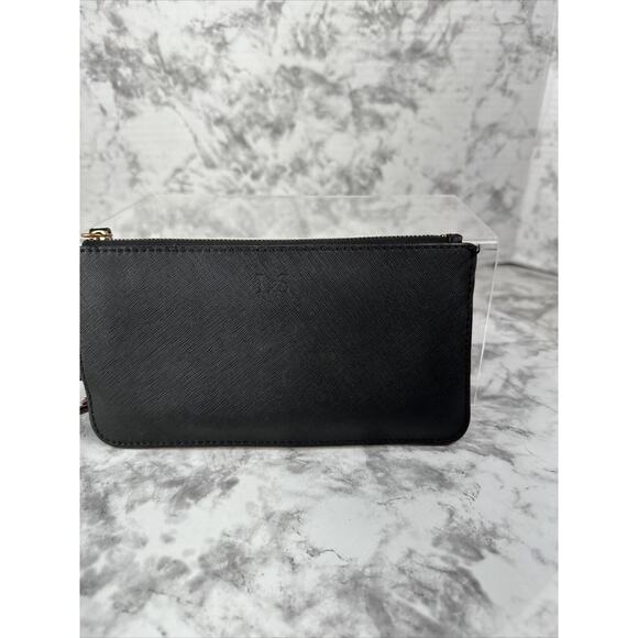 LO & SONS Saffiano Wristlet Pouch Wallet Phone Case Black Leather - Picture 2 of 12